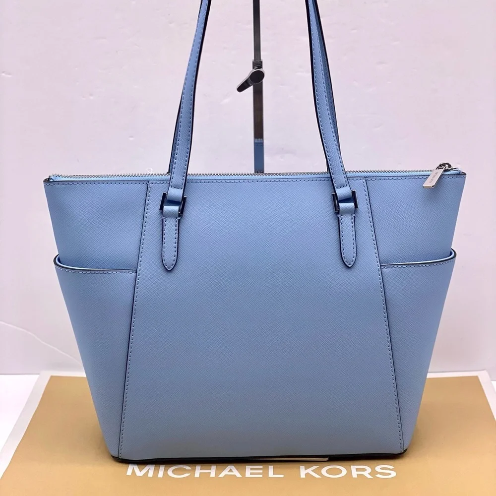 Michael Kors Charlotte Tote Shoulder Bag Light Sky - Picture 3 of 14